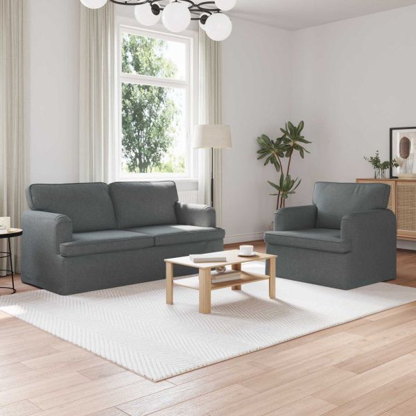 Комплект дивани 2 pcs Тъмен сив 162 x 80 x 85 см текстил