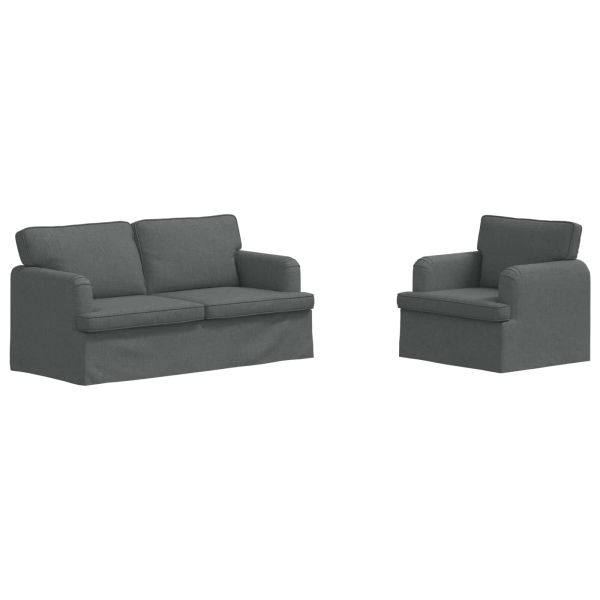 Комплект дивани 2 pcs Тъмен сив 162 x 80 x 85 см текстил