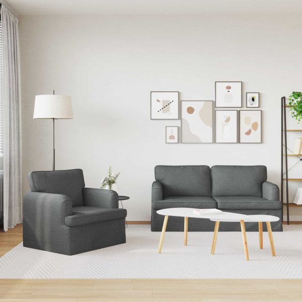 Комплект дивани 2 pcs Тъмен сив 162 x 80 x 85 см текстил