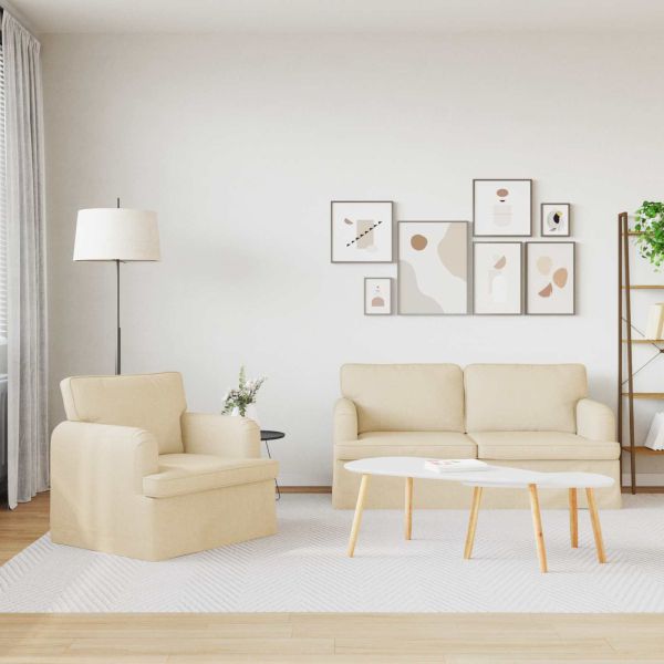 Комплект дивани 2 pcs Крем 162 x 80 x 85 см текстил