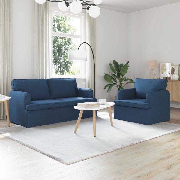 Комплект дивани 2 pcs Синьо 162 x 80 x 85 см текстил