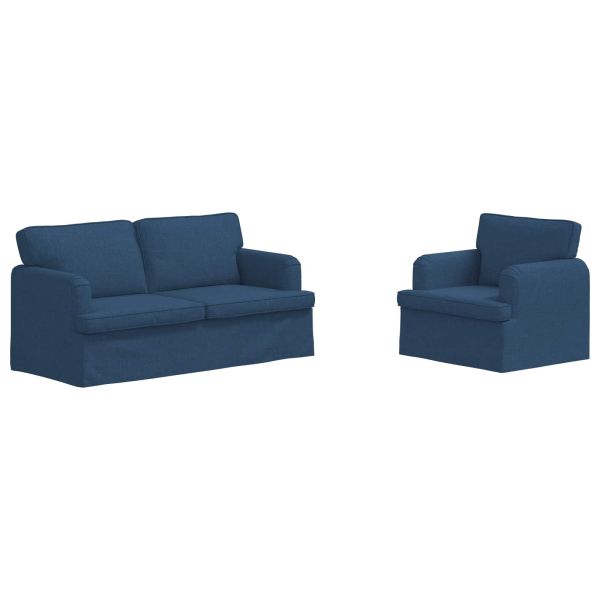Комплект дивани 2 pcs Синьо 162 x 80 x 85 см текстил