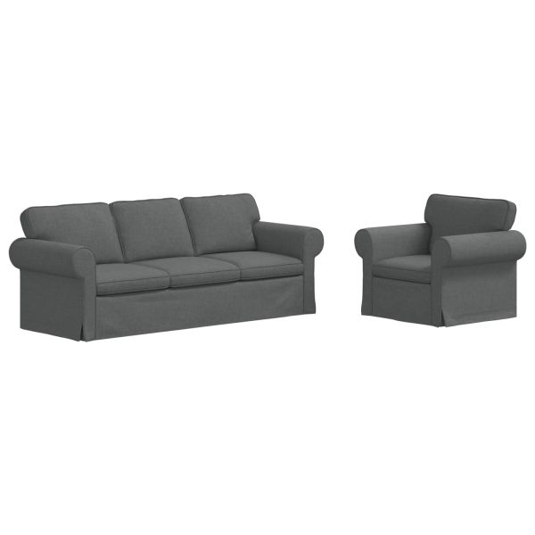 Диван 2 pcs Тъмен сив 215 x 82 x 80 см текстил