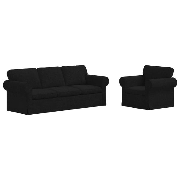 Комплект дивани 2 pcs Черно 215 x 82 x 80 см текстил