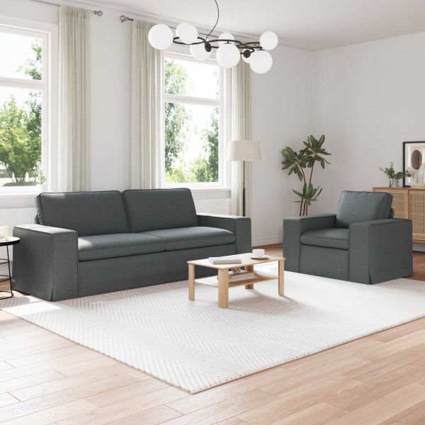 Комплект дивани 2 pcs Тъмен сив 222 x 80 x 82 см текстил