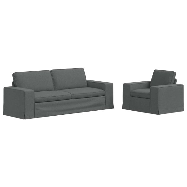 Комплект дивани 2 pcs Тъмен сив 222 x 80 x 82 см текстил