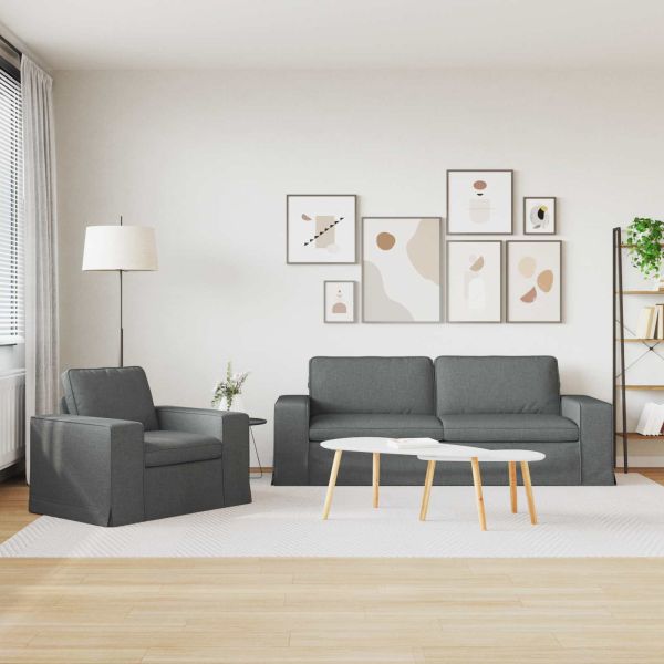 Комплект дивани 2 pcs Тъмен сив 222 x 80 x 82 см текстил