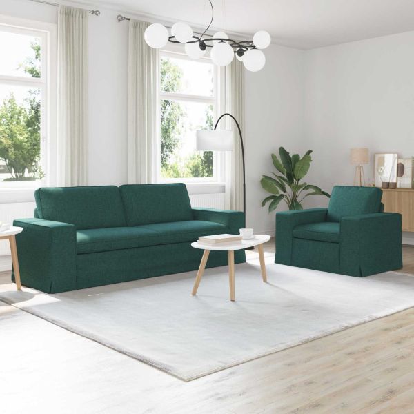 Комплект дивани 2 pcs Тъмен зелен 222 x 80 x 82 см текстил