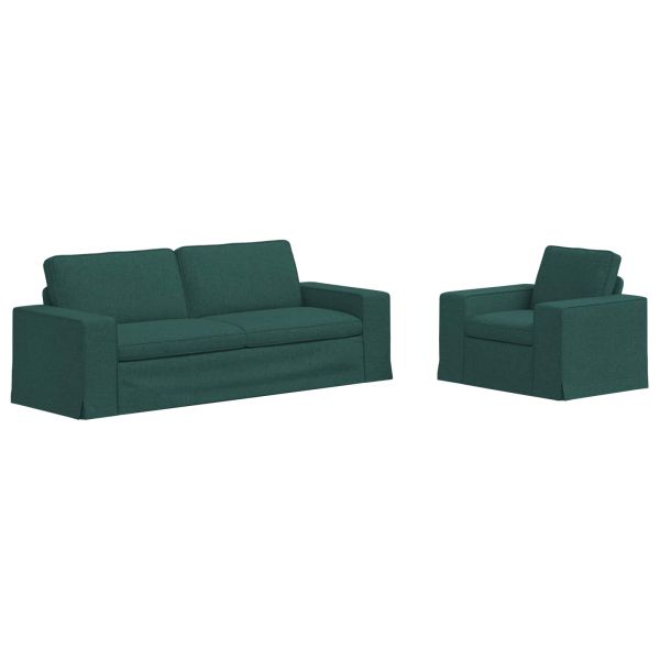 Комплект дивани 2 pcs Тъмен зелен 222 x 80 x 82 см текстил
