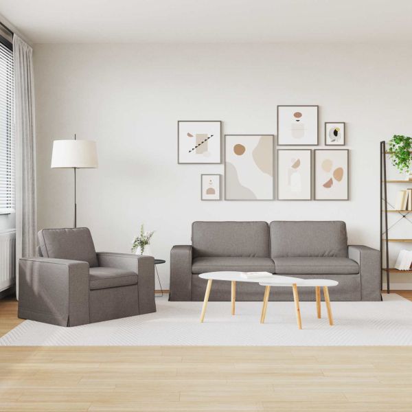 Диван 2 pcs Таупе 182 x 80 x 82 см текстил