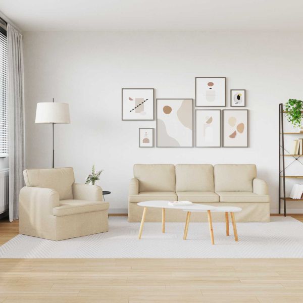 Диван 2 pcs Крем 144 x 80 x 85 см текстил