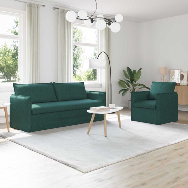 Комплект дивани 2 pcs Тъмнозелено 196 x 82 x 85 см Текстил