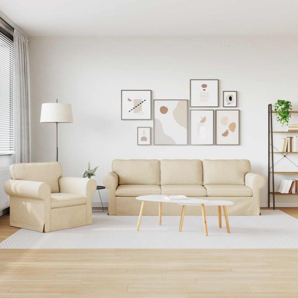 Комплект дивани 2 pcs Крем 245 x 82 x 80 см текстил