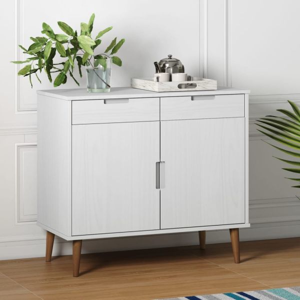 Сайдборд MOLDE бял 90x40x80 см бор масив