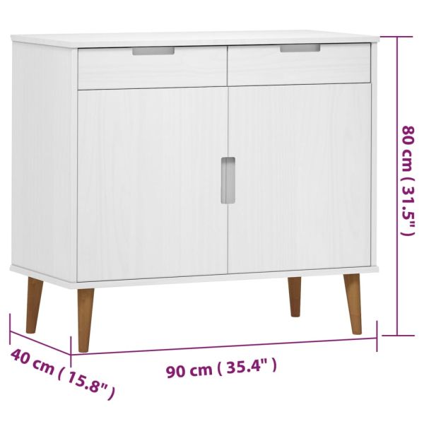 Сайдборд MOLDE бял 90x40x80 см бор масив