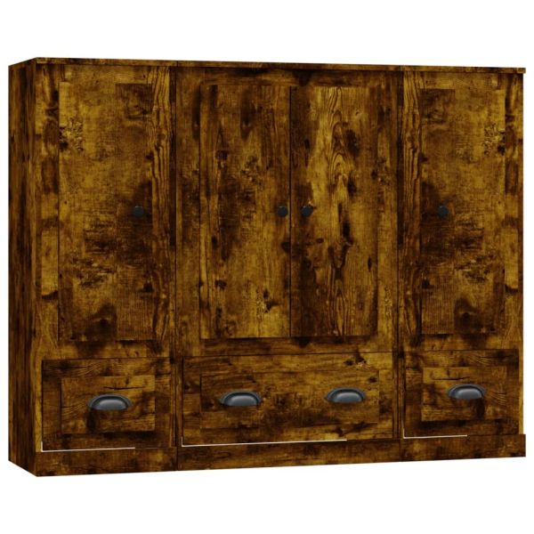 Високи шкафове, 3 бр, опушен дъб, инженерно дърво