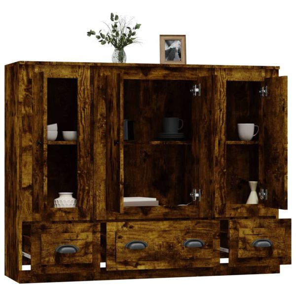 Високи шкафове, 3 бр, опушен дъб, инженерно дърво