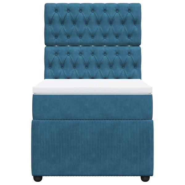 Боксспринг легло с матрак, тъмносиньо, 100x200 см, кадифе