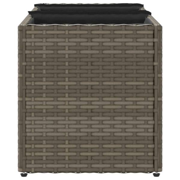 Градински плантер с 3 саксии, сив, 105x30x32 см, полиратан