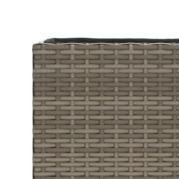 Градински плантер с 3 саксии, сив, 105x30x32 см, полиратан