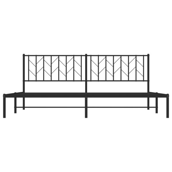 Метална рамка за легло с горна табла, черна, 200x200 см