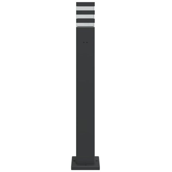 Външна подова лампа с контакт, черен, 80 см, алуминий