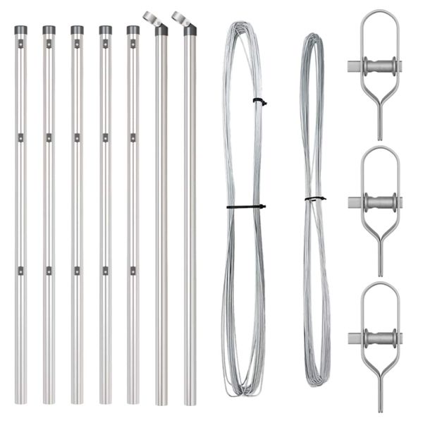 Стълб за ограда. 7 pcs Сребрист Стомана