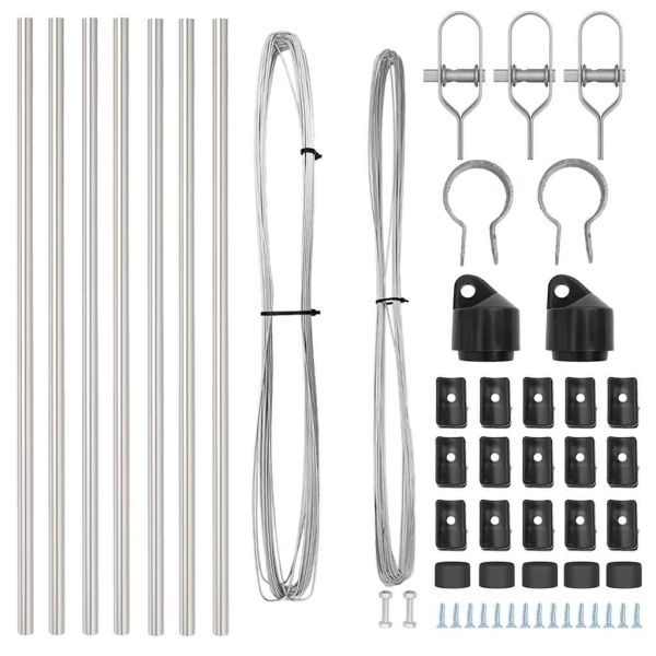 Стълб за ограда. 7 pcs Сребрист Стомана
