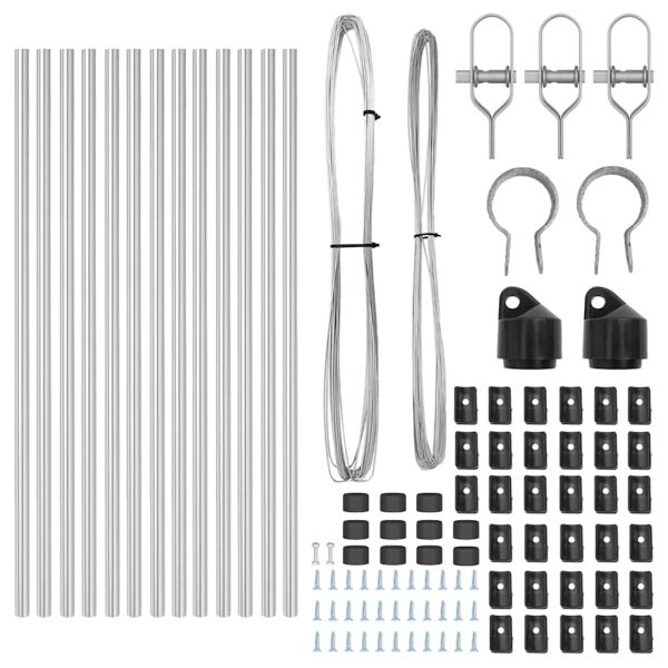 Стълб за ограда. 13 pcs Сребрист Стомана