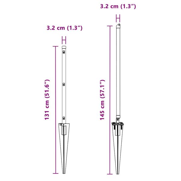 Стълб за ограда. 7 pcs Зелен Стомана