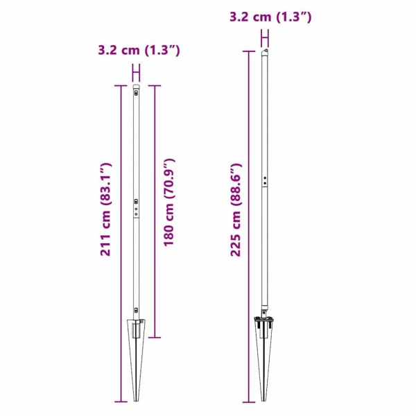 Стълб за ограда. 7 pcs Сив Стомана