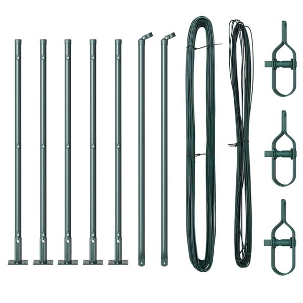 Стълб за ограда. 7 pcs Зелен Стомана