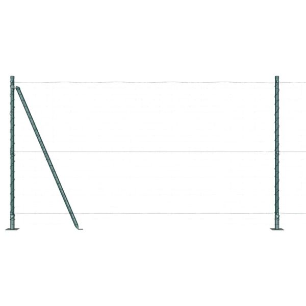 Стълб за ограда. 7 pcs Зелен Стомана