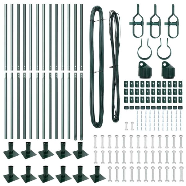 Стълб за ограда. 13 pcs Зелен Стомана