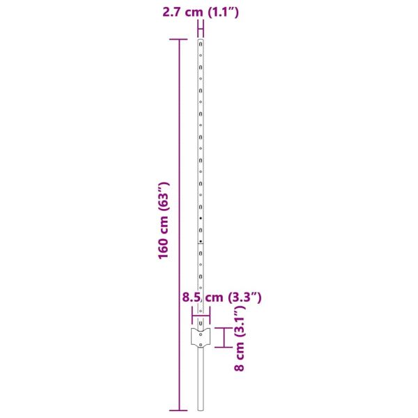 Стълб за ограда. 11 pcs Зелен 120 cm Стомана