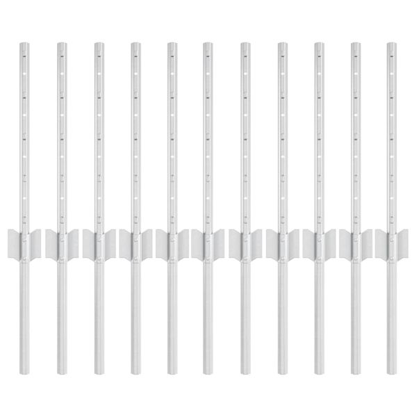 Стълб за ограда. 11 pcs Сребрист 40 cm Стомана