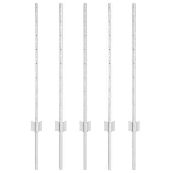 Стълб за ограда. 5 pcs Сребрист 80 cm Стомана