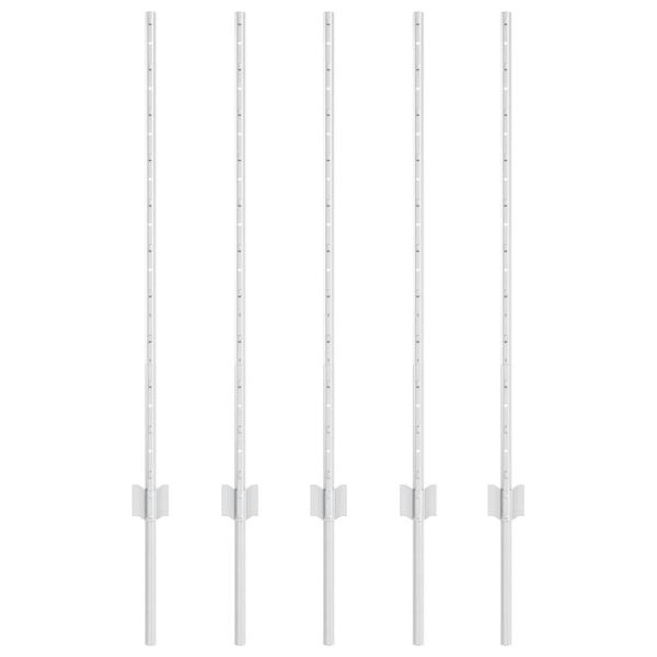 Стълб за ограда. 5 pcs Сребрист 100 cm Стомана