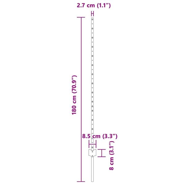 Стълб за ограда. 5 pcs Сребрист 140 cm Стомана