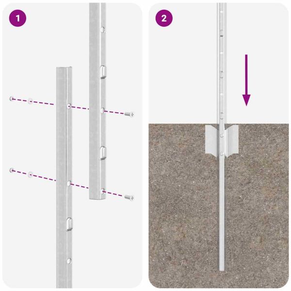 Вградена оградна колона 11 бр. Сребристо 180 cm