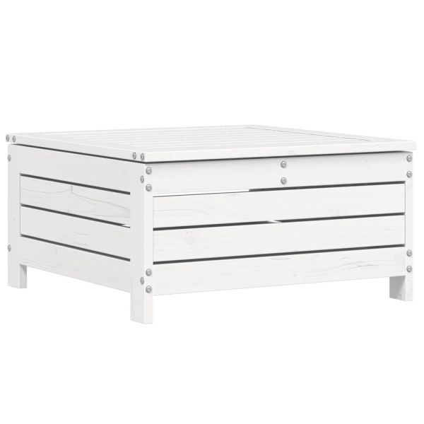 Градински комплект диван от 10 части, бял, масивно дърво бор