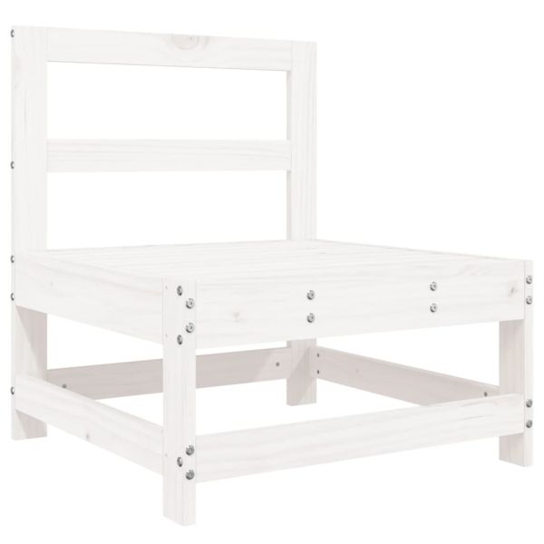 Градински комплект диван от 10 части, бял, масивно дърво бор