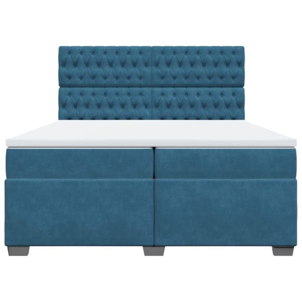 Боксспринг легло с матрак, синьо, 200x200 см, кадифе