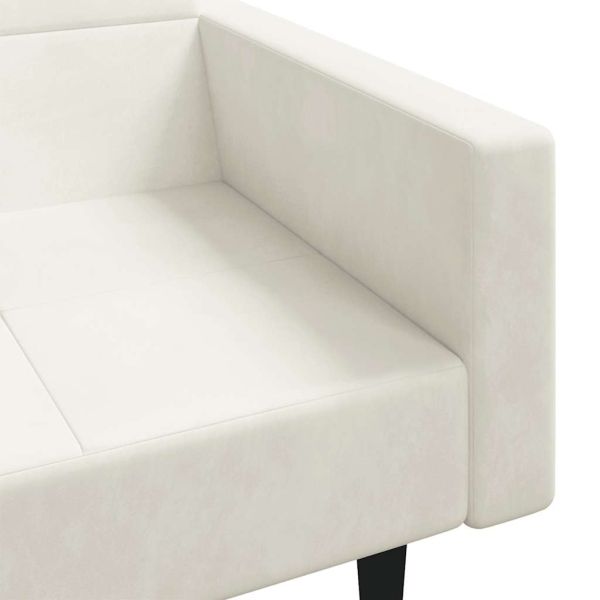 2-местно разтегателно канапе с две възглавници, кремаво, кадифе