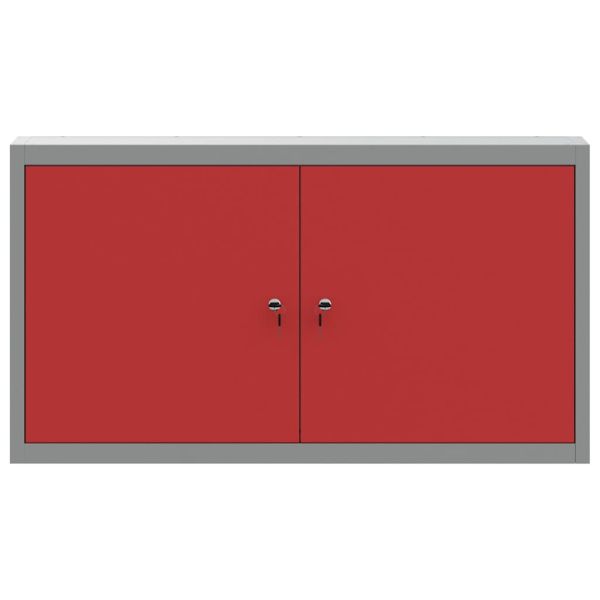 Шкаф за инструменти с рафт Червен и сив 50 x 20 x 55 см