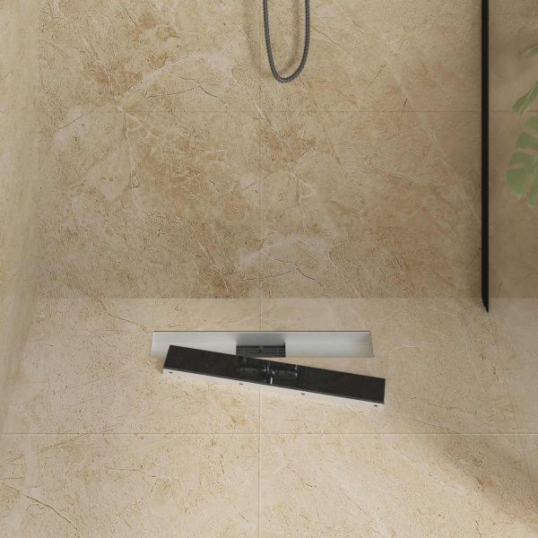 Душов дренаж с стъклено покритие Черно 50 cm