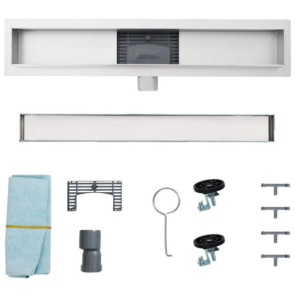 Душов дренаж с стъклено покритие Черно 50 cm