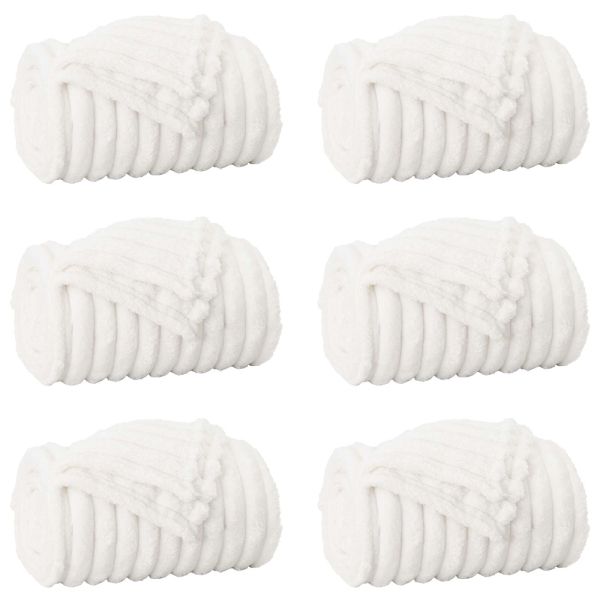 Одеала за хвърляне 6 pcs Бяло 240 x 220 cm Мека вълна