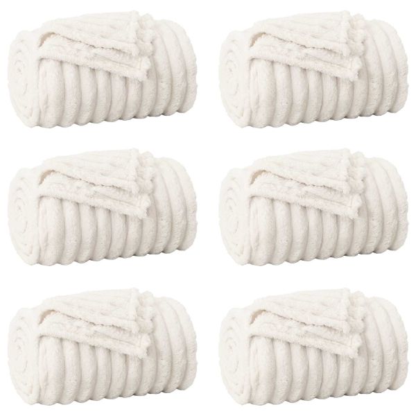 Одеала за хвърляне 6 pcs Крем 200 x 150 cm Мека вълна