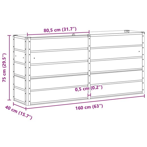 Кашпа Светлосиво 160 x 40 x 75 см Стомана